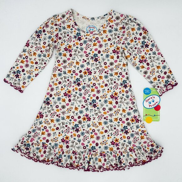 NWT Sara's Prints Toddler Girls Autumn Floral Print Nightgown Size 2 - Picture 1 of 6